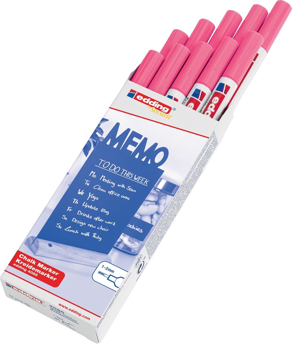 Krijtstift  edding  by Securit 4085 rond 1-2mm neon roze | 10 stuks